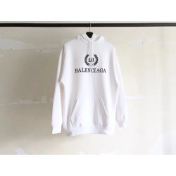 Balenciaga Front Logo White Hoodie