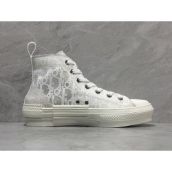 Dior B23 Hi Top Sneakers oblique monogram triple white