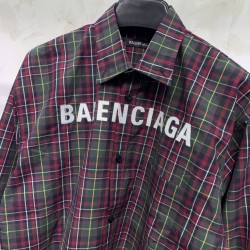 Balenciaga Check Shirt Maroon