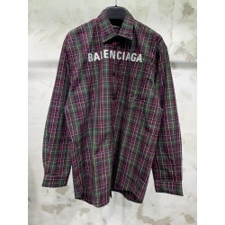 Balenciaga Check Shirt Maroon