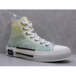 GT B23 Hi Top Sneaker Yellow and Green Canvas with DIOR AND SHAWN Motif