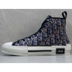 GT Dior B23 High-top Sneaker Beige and Blue Oblique Strass