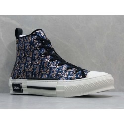 GT Dior B23 High-top Sneaker Beige and Blue Oblique Strass