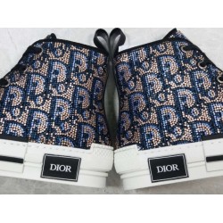 GT Dior B23 High-top Sneaker Beige and Blue Oblique Strass