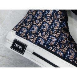 GT Dior B23 High-top Sneaker Beige and Blue Oblique Strass