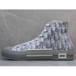 GT B23 Hi Top Sneaker Navy Blue Dior Oblique Canvas with Gray Rubber Sole